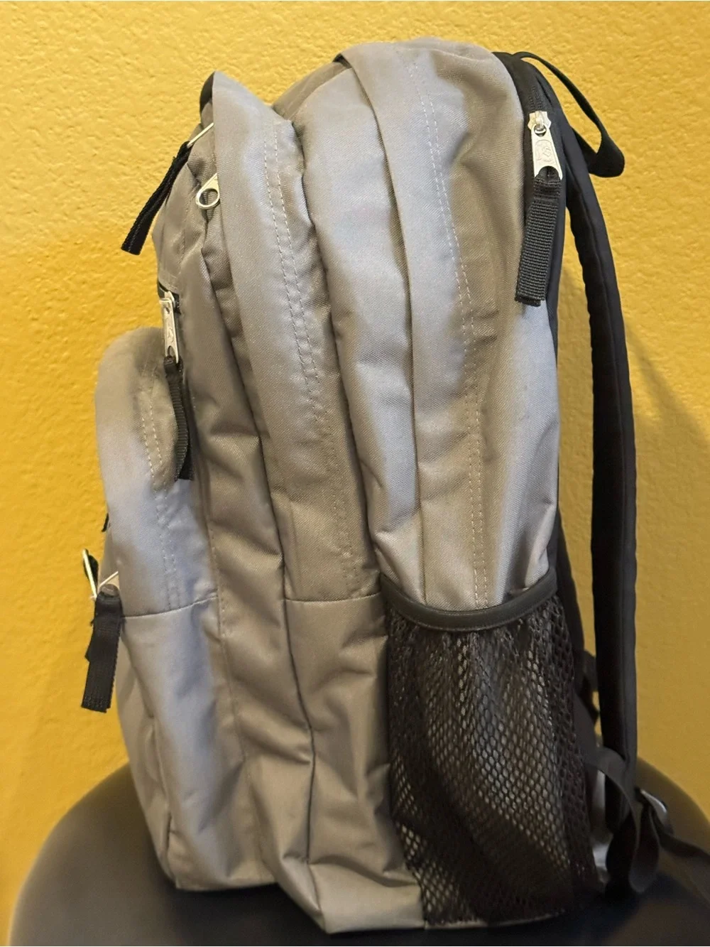 Jansport Light Gray Backpack with Front Logo Patch